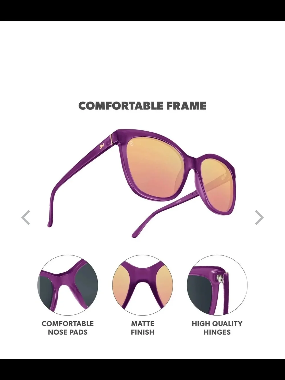 Kensie Purple Frame Sunglasses with Rose-Gold Mirror Lenses